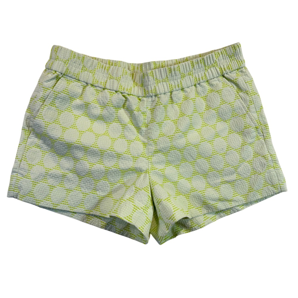 J Crew Lime Green Textured Big Dot Boardwalk Pull On‎ 3" Shorts Size 4